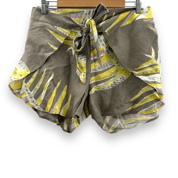 Patagonia Garden Island Palm Leaf Print Tie Waist Shorts in Marrow Gray Sz L NEW - Picture 2 of 10